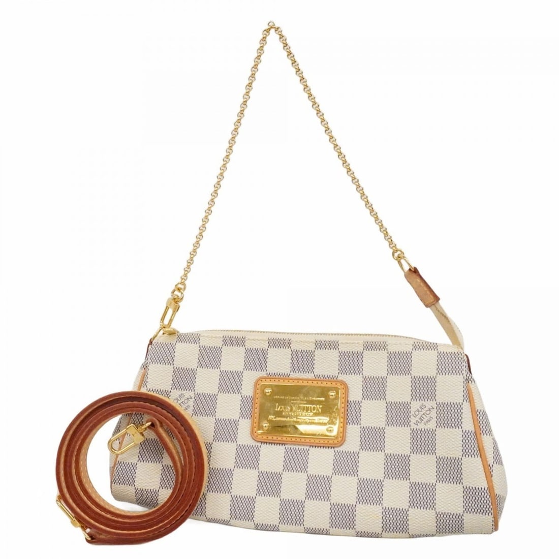 Louis Vuitton Damier Azur Eva Handbag N55214 White 2-way bag for women: --- Catalog ---Category: SizeSize (HxWxD): 12.5cm x 25cm x 4.5cm / 4.92'' x 9.84'' x 1.77''Category: DesignType: HandbagColor: WhiteGender: WomenCategory: GeneralMPN: N55214Brand: Louis Vuitton--- Ite