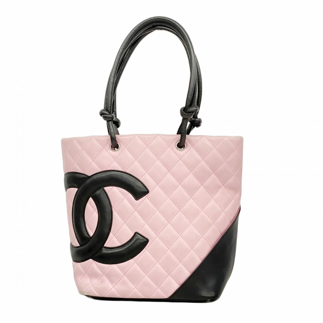 Chanel Cambon Lambskin Tote Bag, Pink & Black, Women's: --- Catalog ---Category: SizeSize (HxWxD): 24.5cm x 21cm x 11.5cm / 9.64'' x 8.26'' x 4.52''Category: DesignType: Tote bagColor: Black, PinkGender: WomenMaterial: Leather Hardware Color: SilverLeather