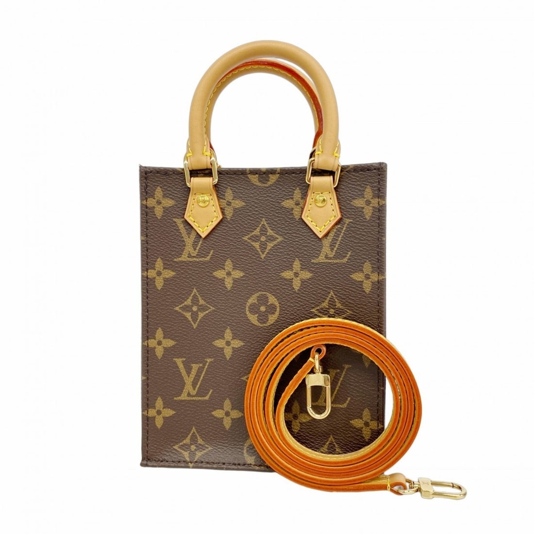 Louis Vuitton Monogram Petite Sac Plat Handbag M69442 Brown 2-way bag for women: --- Catalog ---Category: SizeSize (HxWxD): 17cm x 13.5cm x 5cm / 6.69'' x 5.31'' x 1.96''Category: DesignType: HandbagColor: BrownGender: WomenCategory: GeneralMPN: M69442Brand: Louis Vuitton--- Item 