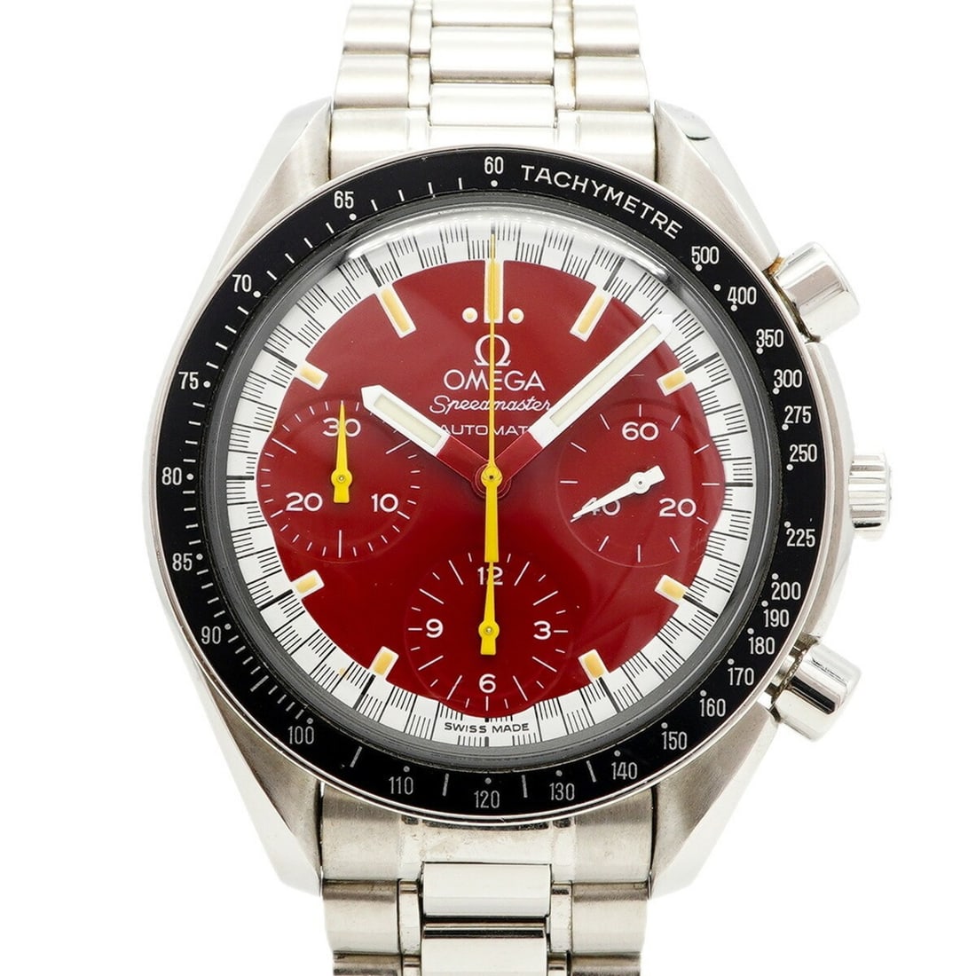 Omega Speedmaster Michael Schumacher 3510.61 Red Dial Men's Watch: --- Catalog ---Category: SizeWrist Size: 16cm / 6.29''Case Diameter: 39.2mm / 1.54''Category: DesignType: WristwatchGender: MenColor (Dial): Red colorMaterial (Band): Stainless steelCategory: GeneralM