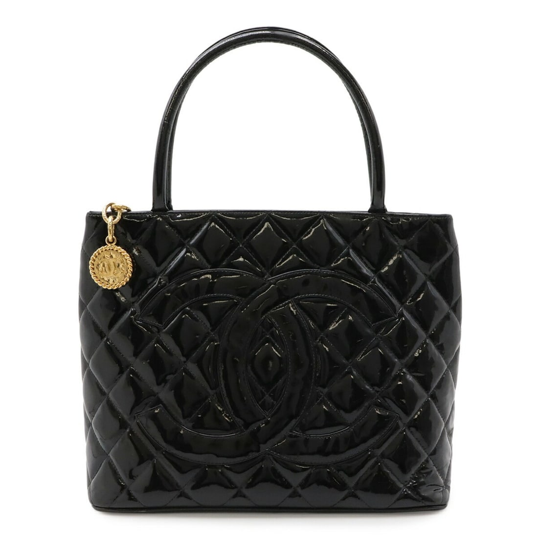 CHANEL Matelassé Coco Mark Reissue Tote Bag Shoulder Enamel Leather Black A01804: --- Catalog ---Category: SizeSize (HxWxD): 24cm x 30cm x 15cm / 9.44'' x 11.81'' x 5.9''Category: DesignType: Shoulder bag, Tote bagColor: BlackGender: WomenMaterial: Leather Category: GeneralBrand: C