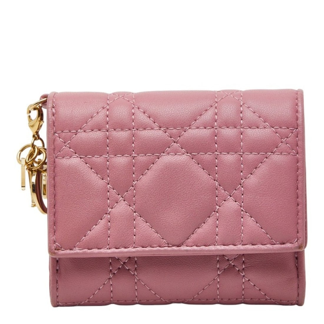 Christian Dior Dior Compact Wallet, Cannage Stitch, Tri-fold Pink Leather, Women's: --- Catalog ---Category: SizeSize (HxWxD): 8.5cm x 10.1cm x 3.65cm / 3.34'' x 3.97'' x 1.43''Category: DesignType: Wallet (tri-fold)Color: PinkGender: WomenMaterial: Leather Category: GeneralBrand: Ch