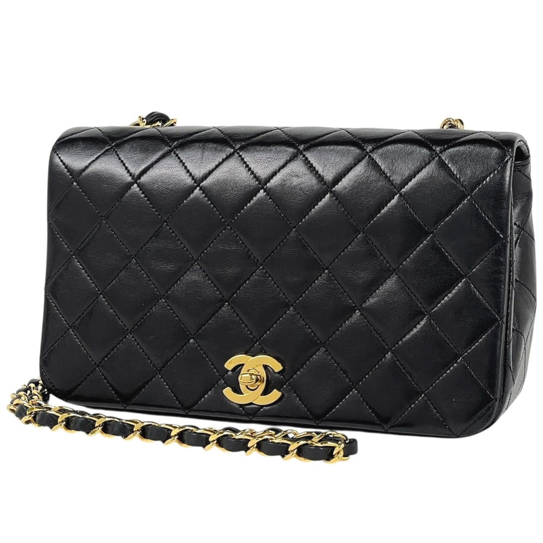 Chanel Matelassé Single Flap Chain Shoulder Bag with Coco Mark, Full Flap, Leather, Black, A03568,: --- Catalog ---Category: SizeStrap Drop: 51cm / 20.07''Size (HxWxD): 13cm x 23cm x 7cm / 5.11'' x 9.05'' x 2.75''Category: DesignType: Shoulder bagColor: BlackGender: WomenClosure: FlapMaterial: Leath