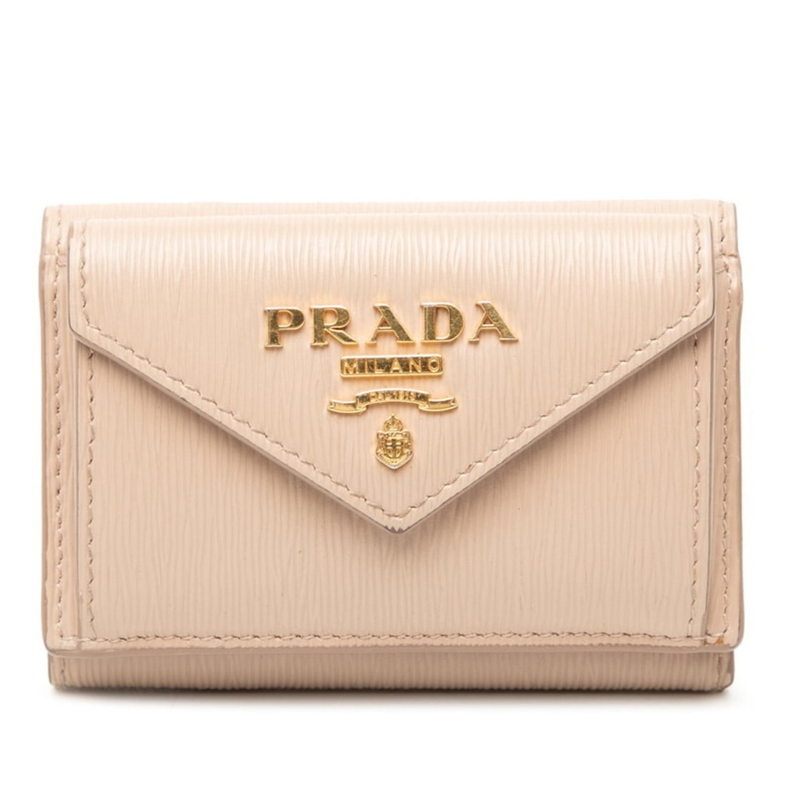 Prada Logo Compact Wallet Tri-fold 1MH021 Beige Saffiano Leather Women's PRADA: --- Catalog ---Category: SizeSize (HxWxD): 7cm x 10cm x 2.5cm / 2.75'' x 3.93'' x 0.98''Category: DesignType: Wallet (tri-fold)Color: BeigeGender: WomenMaterial: Leather Leather/Fur Type: Saffiano lea