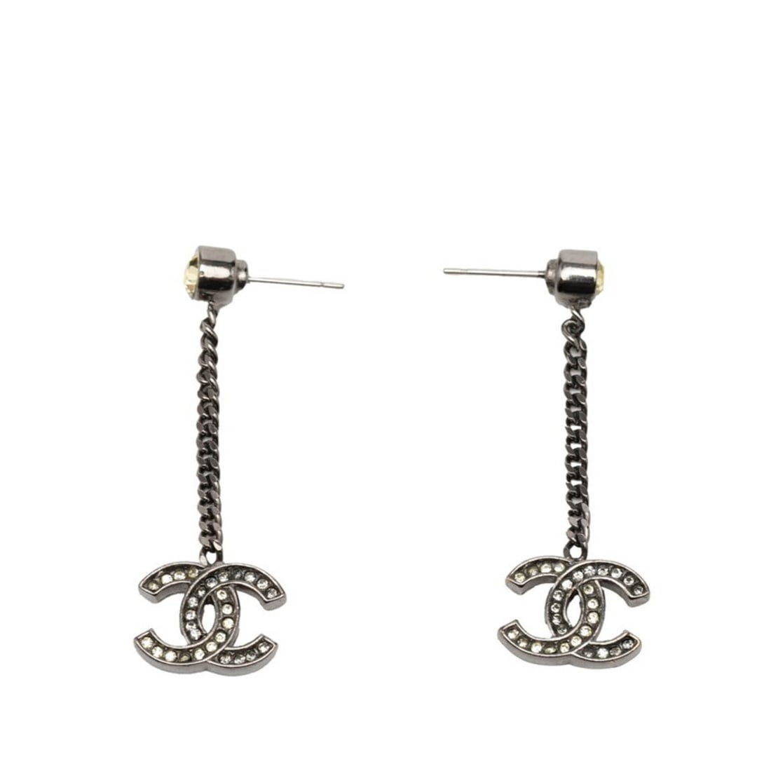 Chanel Coco Mark Earrings, Silver and Yellow Metal Rhinestones, Women's CHANEL: --- Catalog ---Category: SizeSize (HxWxD): 13.80mm x 43.80mm / 0.54'' x 1.72''Category: DesignType: Stud earringsColor: Silver, YellowGender: WomenMaterial: Metal, RhinestoneCategory: GeneralBrand: Ch