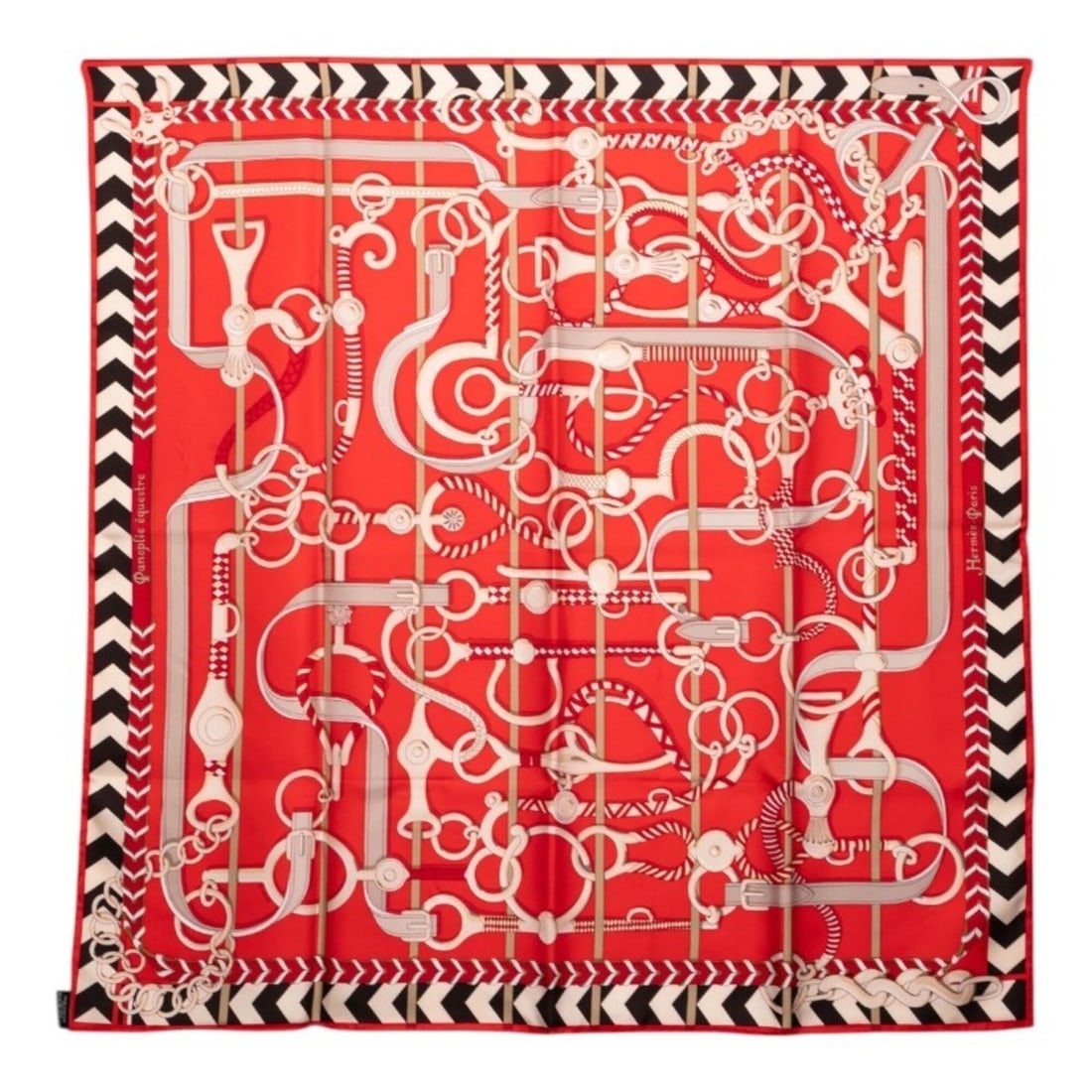 Hermes Carre 90 Panoplie Equestre Equestrian Equipment Set Scarf Muffler Red Multicolor Silk Women's: --- Catalog ---Category: SizeSize (LxW): 87cm x 88cm / 34.25'' x 34.64''Category: DesignType: ScarfColor: Multi-color, Red colorGender: WomenMaterial: Silk Category: GeneralBrand: Hermes--- Item List 