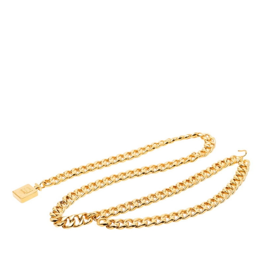 Chanel Perfume Bottle Logo Chain Belt, Gold Plated, Women's.: --- Catalog ---Category: SizeWidth: 1.7cm / 0.66''Length: 107cm / 42.12''Category: DesignType: Chain beltColor: GoldGender: WomenCategory: GeneralBrand: Chanel--- Item List ---Section: ConditionRankin