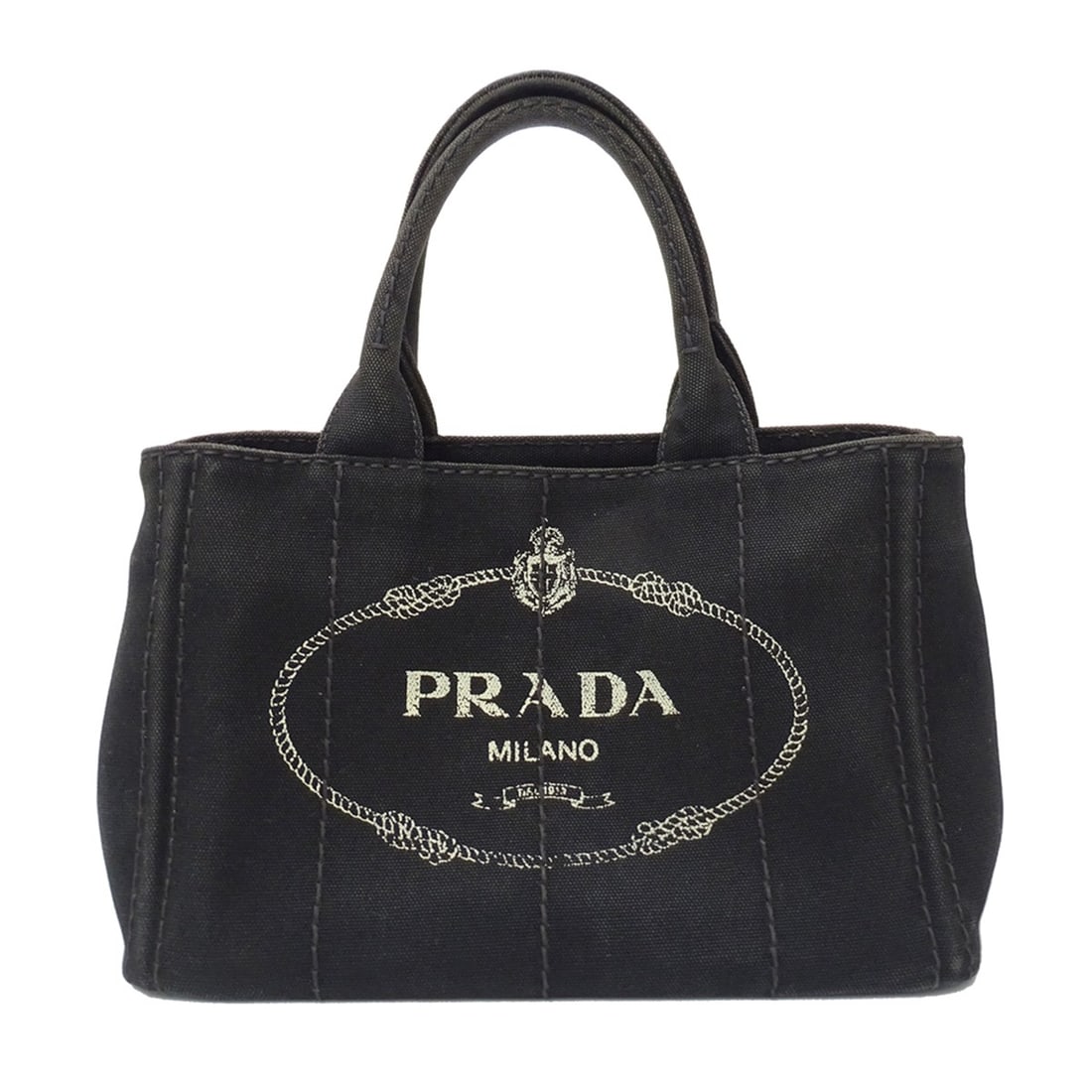 Prada PRADA handbag for women, brand handbag, Canapa Mini canvas, black, 1BG439 black: --- Catalog ---Category: SizeSize (HxWxD): 19cm x 29cm x 15cm / 7.48'' x 11.41'' x 5.9''Handle Length: 33cm / 12.99''Category: DesignType: HandbagColor: BlackGender: WomenClosure: FastenerMaterial: Ca