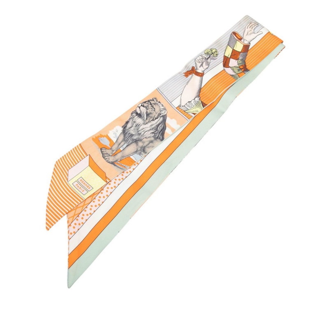 Hermes Twilly GRAND THEATRE NOUVEAU Scarf Muffler Orange Multicolor Silk Women's HERMES: --- Catalog ---Category: SizeSize (LxW): 85cm x 5cm / 33.46'' x 1.96''Category: DesignType: ScarfColor: Multi-color, OrangeGender: WomenMaterial: Silk Category: GeneralLine: TwillyBrand: Hermes--- Ite