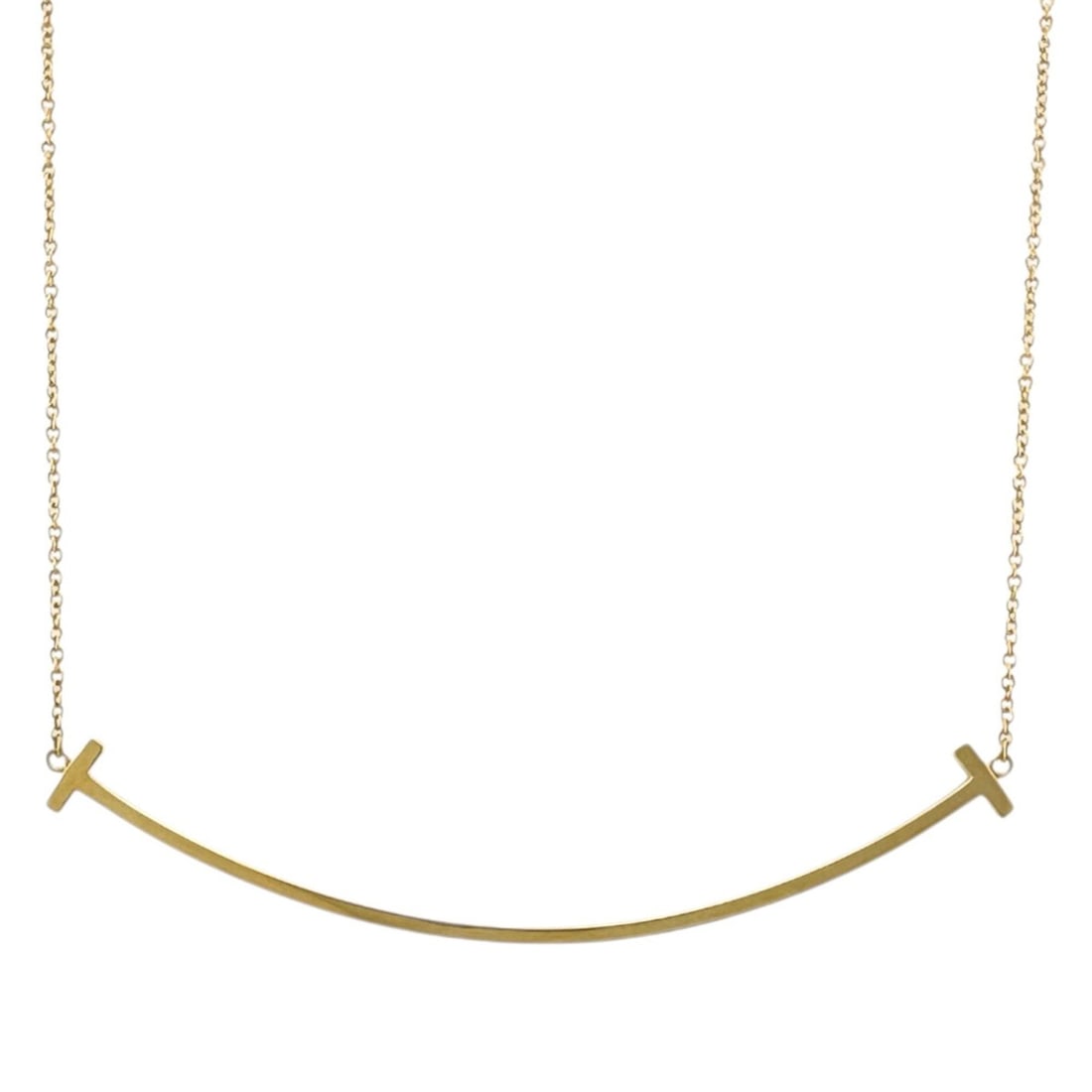 Tiffany & Co. T Smile Necklace, 18K Gold, Women's.: --- Catalog ---Category: SizePendant Size: 15mm x 68mm / 0.59'' x 2.67''Neck Circumference: 46 cm / 18.11''Category: DesignColor: Yellow goldGender: WomenClosure: Spring ringMaterial: Yellow gold (18K