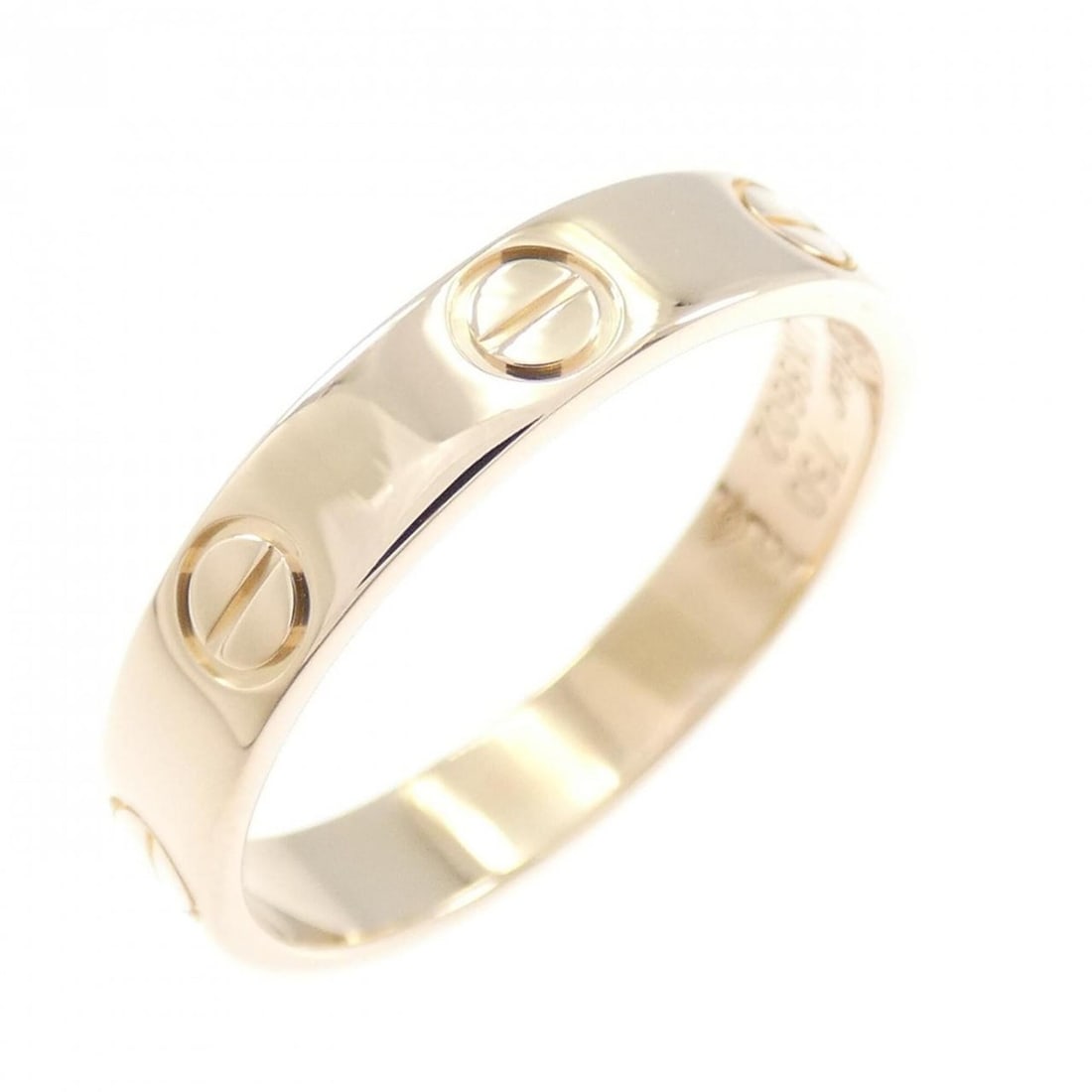 Cartier Mini Love Ring: --- Catalog ---Category: SizeWidth: 3.5mm / 0.14''Weight: 2.9g / 0.1oz.JP Size: 11US Size: 6Category: DesignType: Band ringGender: WomenMaterial: Pink gold (18K)Category: GeneralLine: LoveBrand: Carti