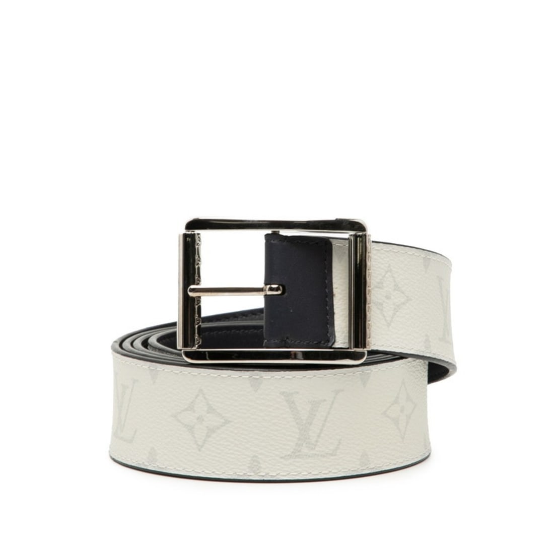 Louis Vuitton Monogram Ceinture Reverso Belt, Size: 120 48, M0003, White/Navy Leather, Men's, LOUIS: --- Catalog ---Category: SizeLength: 136.5cm / 53.74''Category: DesignType: Standard beltColor: Monogram, Navy, WhiteGender: MenMaterial (Strap): Monogram , PVC , Leather Category: GeneralMPN: M0003Li