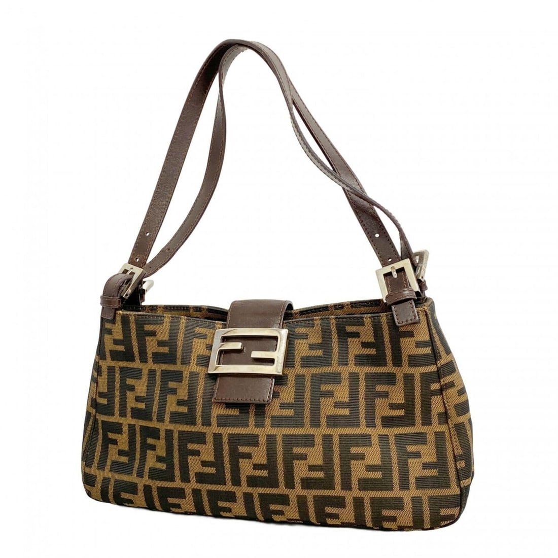 Fendi Zucca Nylon Canvas Shoulder Bag, Brown, Women's, P2714952: --- Catalog ---Category: SizeSize (HxWxD): 15.5cm x 29cm x 5.5cm / 6.1'' x 11.41'' x 2.16''Category: DesignType: Shoulder bagColor: BrownGender: WomenMaterial: Nylon canvas Hardware Color: SilverCateg