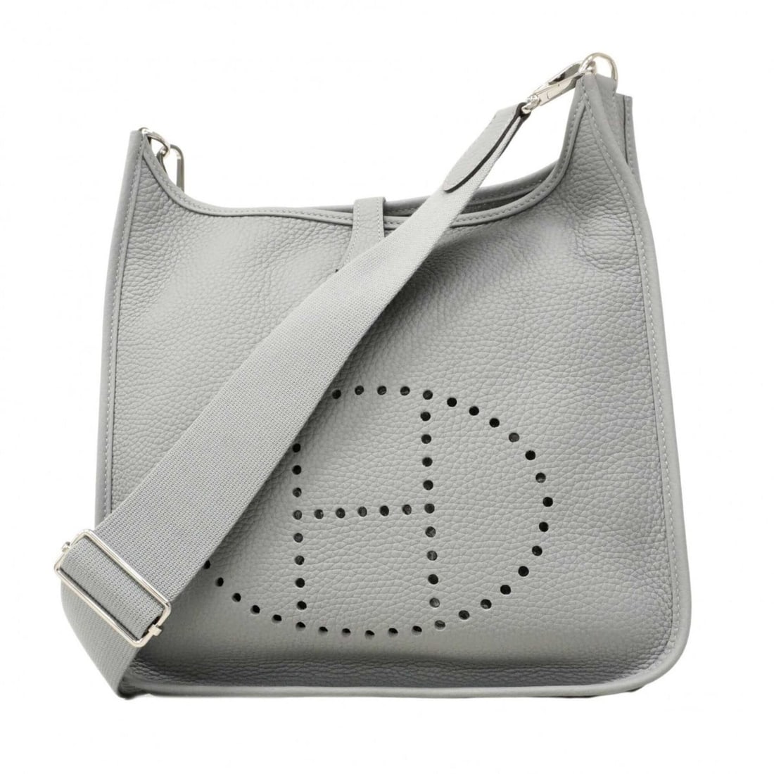 Hermes Evelyne 3PM Shoulder Bag, Taurillon Clemence Leather, Gris Pantin, K Stamp, Women's, P2712223: --- Catalog ---Category: SizeSize (HxWxD): 29cm x 29cm x 7cm / 11.41'' x 11.41'' x 2.75''Category: DesignType: Shoulder bagColor: GrayGender: WomenMaterial: Taurillon clemence leather Hardware Color: 