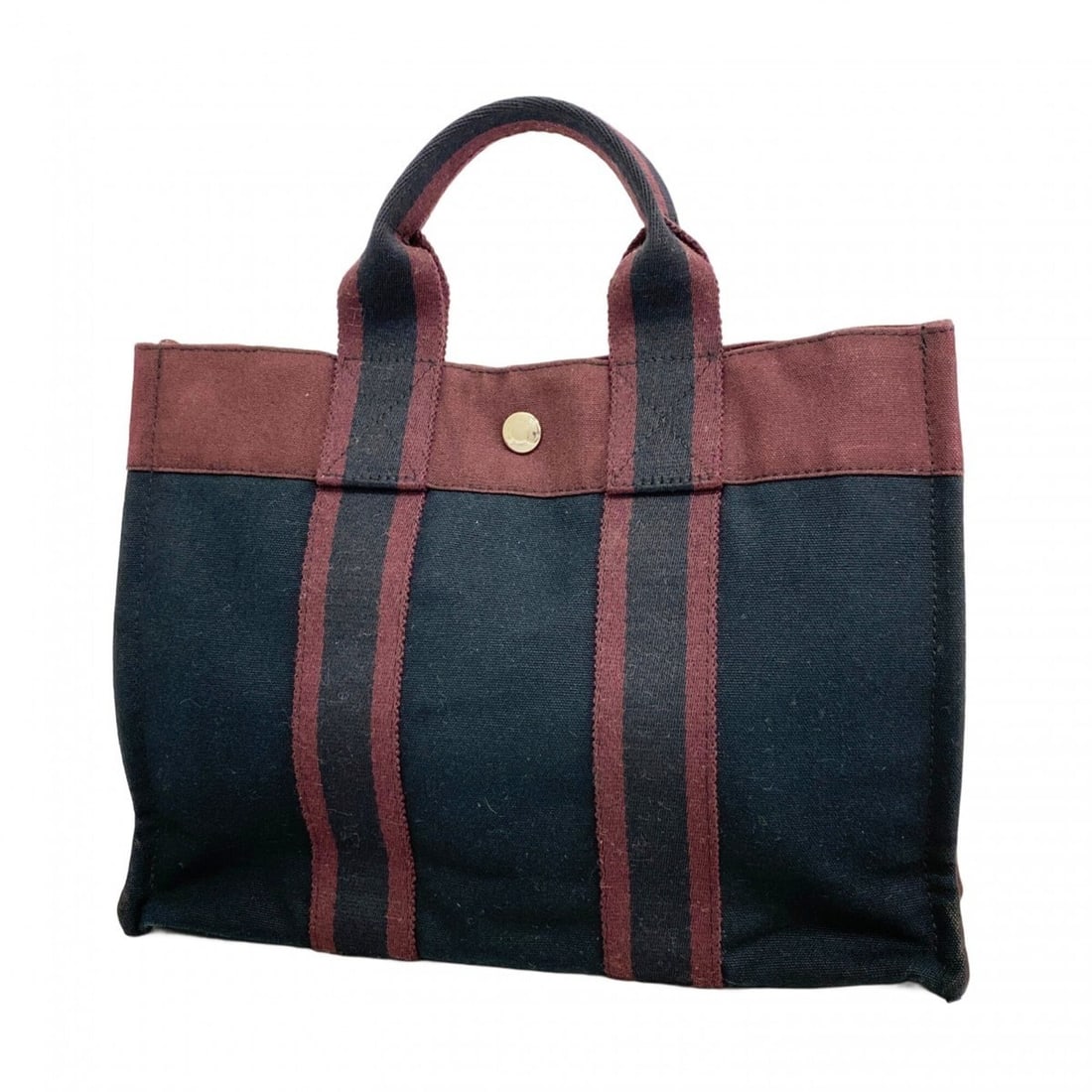 Hermes Fourre-Tout PM Canvas Handbag, Black/Bordeaux, Men's/Women's, P2701492: --- Catalog ---Category: SizeSize (HxWxD): 23cm x 30cm x 8cm / 9.05'' x 11.81'' x 3.14''Category: DesignType: HandbagColor: Black, BordeauxGender: Men,WomenMaterial: Canvas Hardware Color: SilverCateg