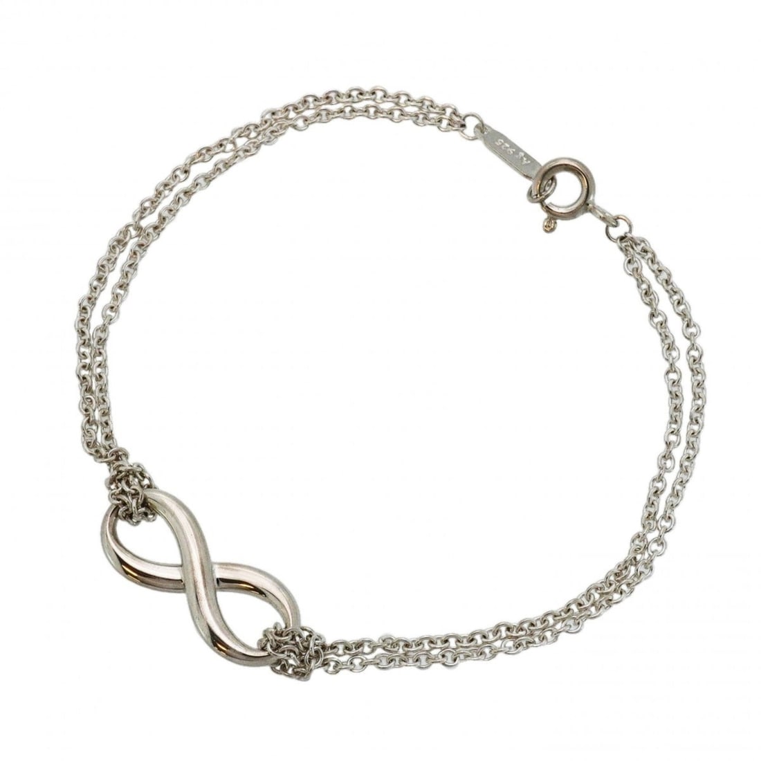 Tiffany & Co. Infinity Double Chain Bracelet, Sterling Silver 925, Women's: --- Catalog ---Category: SizeLength: 16cm / 6.29''Category: DesignType: Charm braceletGender: WomenMaterial: Silver 925Category: GeneralBrand: Tiffany--- Item List ---Section: ConditionRanking: Rank A