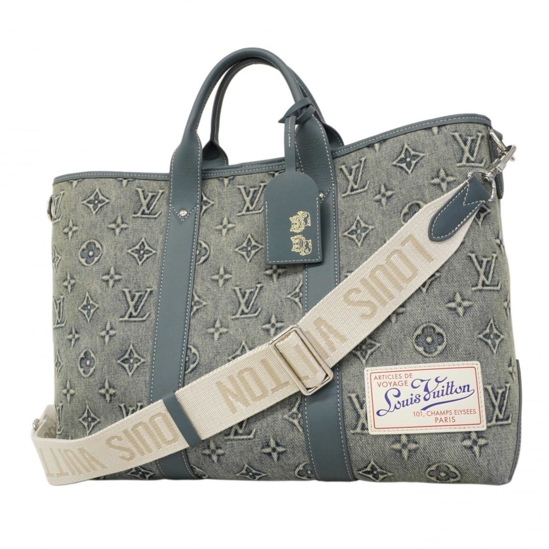 Louis Vuitton Monogram Washed Denim Weekend Tote NM M22537 Blue 2-way bag for women: --- Catalog ---Category: SizeSize (HxWxD): 33cm x 45cm x 15cm / 12.99'' x 17.71'' x 5.9''Category: DesignType: Tote bagColor: BlueGender: WomenCategory: GeneralMPN: M22537Brand: Louis Vuitton--- Item 