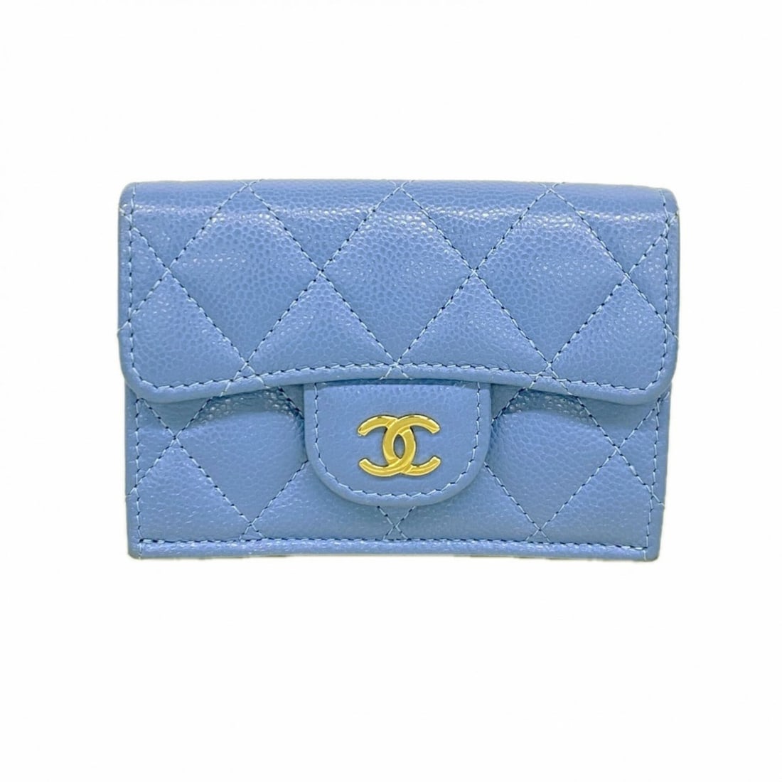 Chanel Tri-fold Wallet, Matelassé Caviar Leather, Blue, Women's: --- Catalog ---Category: SizeSize (HxWxD): 8cm x 10.5cm x 4cm / 3.14'' x 4.13'' x 1.57''Category: DesignType: Wallet (tri-fold)Color: BlueGender: WomenMaterial: Grained Calfskin Category: GeneralBrand