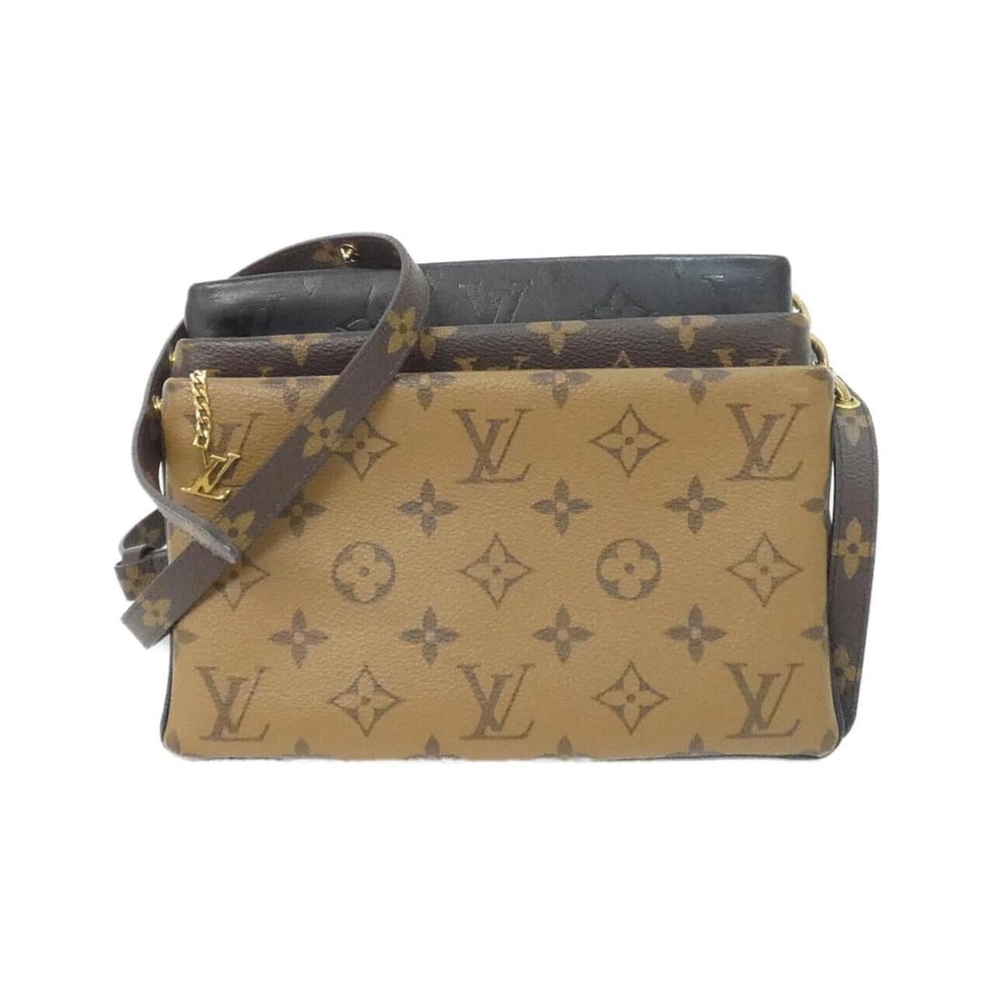 Louis Vuitton Monogram Pochette LV3 M45412 Shoulder Bag: --- Catalog ---Category: SizeSize (HxWxD): 12cm x 21cm x 2cm / 4.72'' x 8.26'' x 0.78''Category: DesignType: Pochette, Shoulder bagColor: Black, MarronGender: Women,MenMaterial: Coated canvas , Leathe
