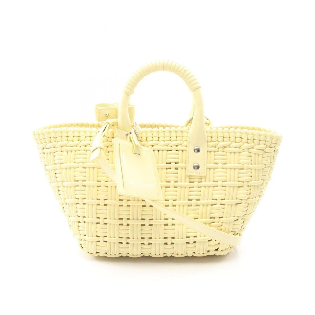 Balenciaga BISTRO XS Bistro Basket Bag 2-Way Tote Handbag Enamel Women's Yellow 671342: --- Catalog ---Category: SizeSize (HxWxD): 19cm x 22cm x 12cm / 7.48'' x 8.66'' x 4.72''Category: DesignType: Basket, Handbag, Tote bagColor: YellowGender: WomenMaterial: Leather Leather/Fur Type: Ena