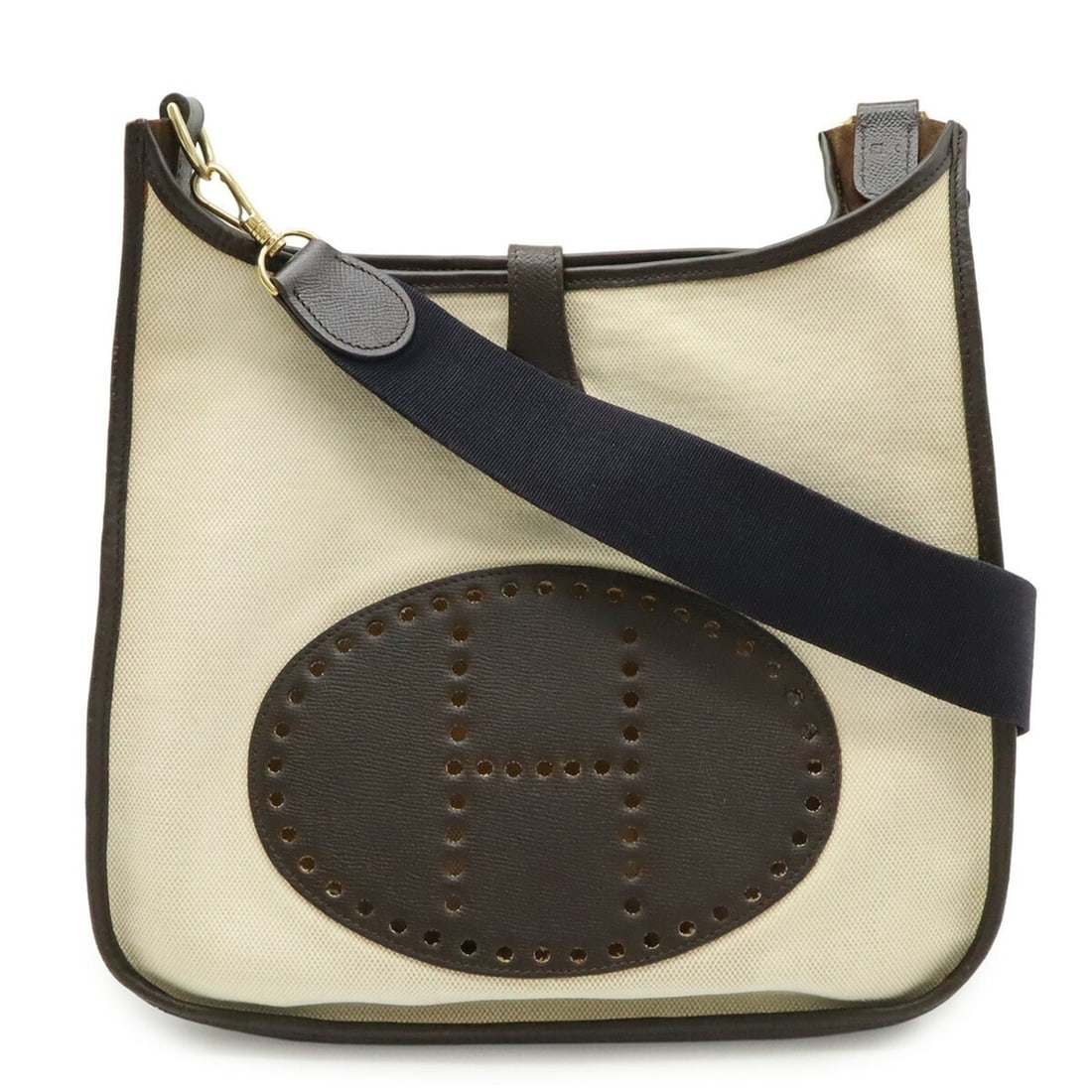 HERMES Evelyne GM I 1 Shoulder Bag Toile H Leather Natural Dark Brown ?F Stamp: --- Catalog ---Category: SizeSize (HxWxD): 31cm x 33cm x 9cm / 12.2'' x 12.99'' x 3.54''Category: DesignType: Shoulder bagColor: Dark brown, NaturalGender: WomenMaterial: Toile H Category: GeneralBran