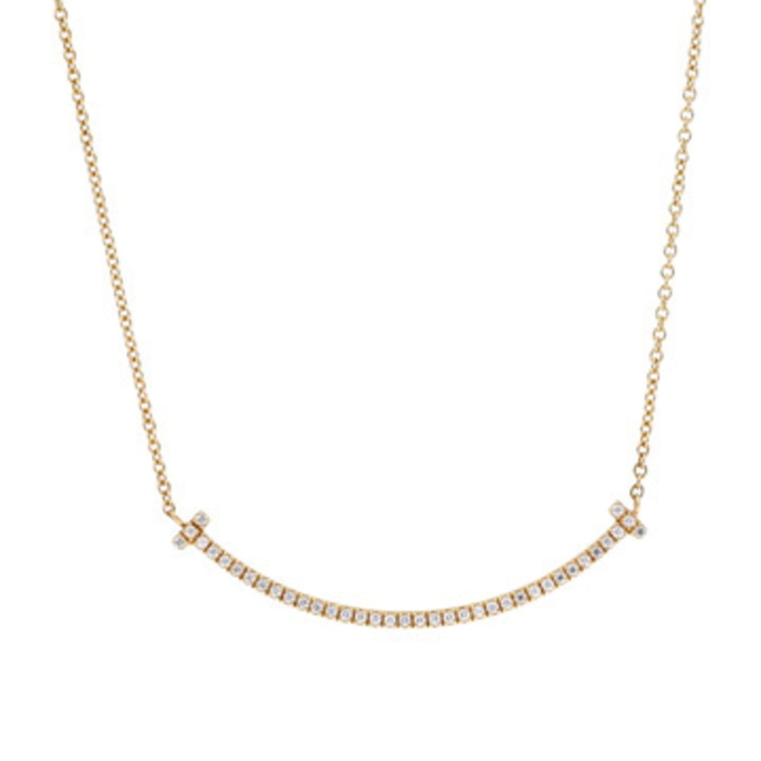 TIFFANY&Co. Tiffany T Smile Necklace, Small, Women's, 18K Yellow Gold (YG), A-Rank, Used, Ginzo: --- Catalog ---Category: SizePendant Size: 3.6mm x 37mm / 0.14'' x 1.45''Neck Circumference: 40.5 cm / 15.94''Category: DesignGender: WomenMaterial: Yellow gold (18K)Necklace Type: NecklaceCategory: G