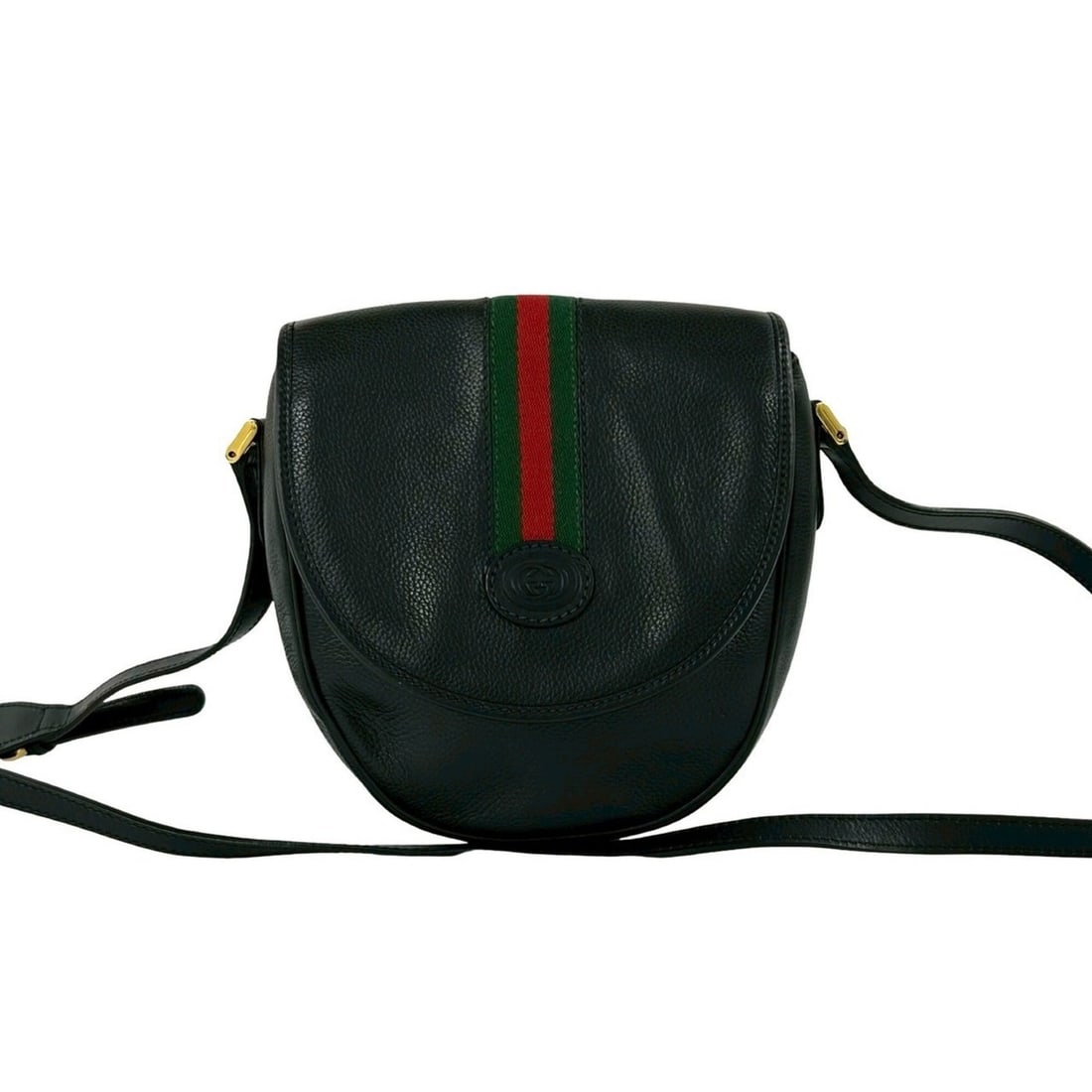GUCCI Vintage Sherry Line GG Logo Leather Shoulder Bag/Pouch, Black, 30958: --- Catalog ---Category: SizeSize (HxWxD): 20cm x 16cm x 6cm / 7.87'' x 6.29'' x 2.36''Category: DesignType: Pochette, Shoulder bagColor: Black, Green, Red colorGender: WomenMaterial: Leather Category