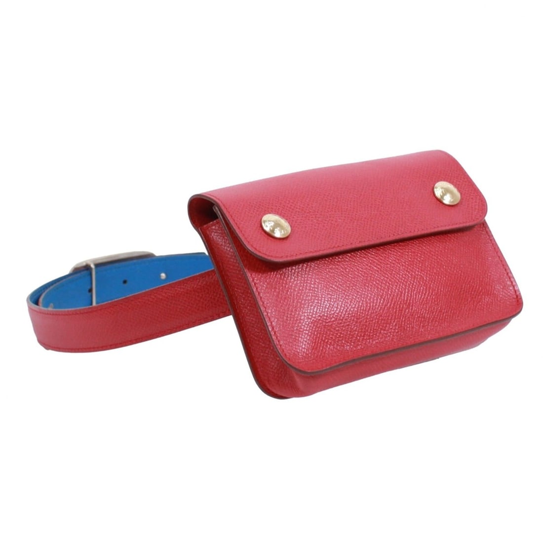 HERMES Hermes Pochette Green Waist Bag Courchevel Rouge Vif Blue France ?Z Stamp Women's: --- Catalog ---Category: SizeSize (HxWxD): 10cm x 14cm x 3.5cm / 3.93'' x 5.51'' x 1.37''Category: DesignType: Fanny pack, PochetteColor: Blue, Rouge vifGender: WomenMaterial: Courchevel leather Categ