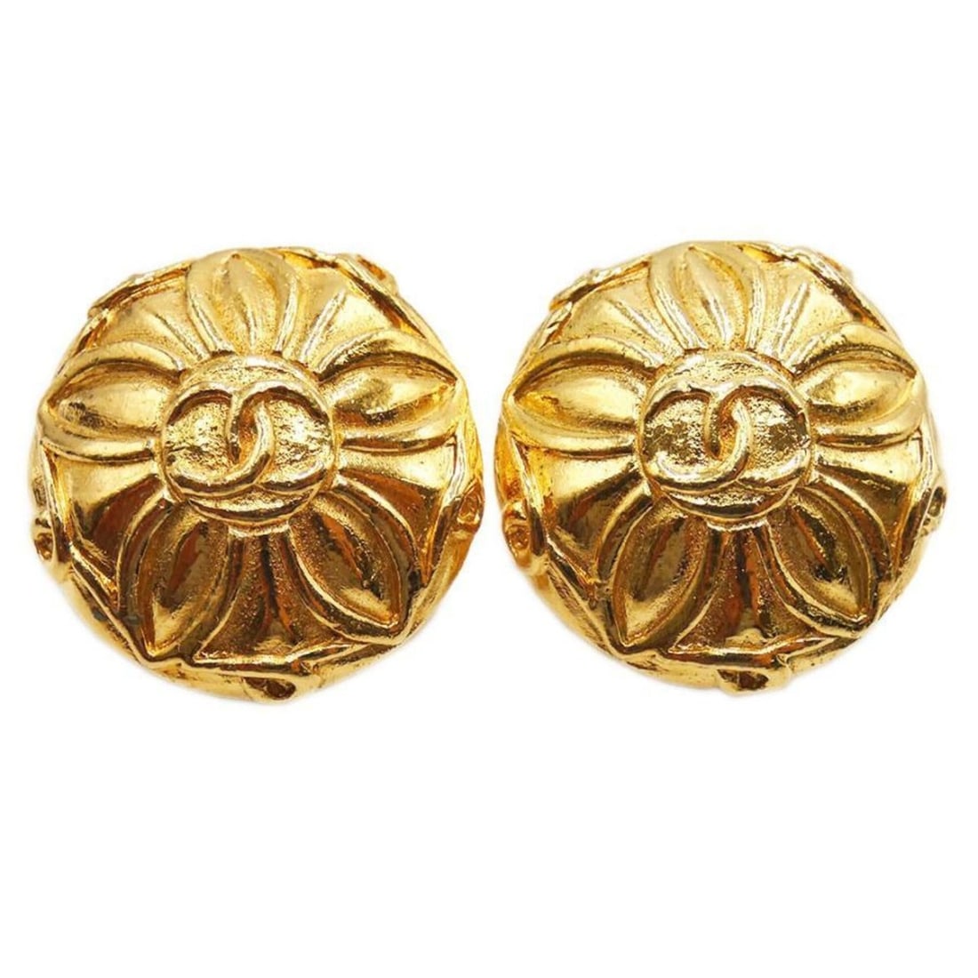 CHANEL Chanel Floral Coco Mark Earrings GP Gold Women's: --- Catalog ---Category: SizeSize (HxWxD): 22.00mm x 22.00mm / 0.87'' x 0.87''Category: DesignType: Clip earringsColor: GoldGender: WomenMaterial: Gold platingCategory: GeneralBrand: Chanel--- Item Li