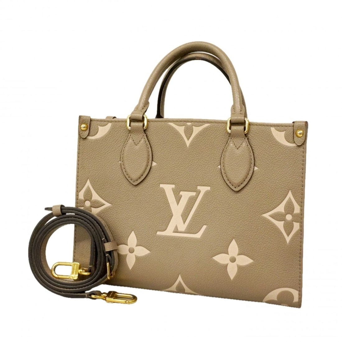 Louis Vuitton Monogram Empreinte Bicolor OnTheGo PM Handbag M45779 Tourtrell Crème 2-way bag for: --- Catalog ---Category: SizeSize (HxWxD): 19cm x 25cm x 11cm / 7.48'' x 9.84'' x 4.33''Category: DesignType: HandbagColor: BeigeGender: WomenCategory: GeneralMPN: M45779Brand: Louis Vuitton--- Item L