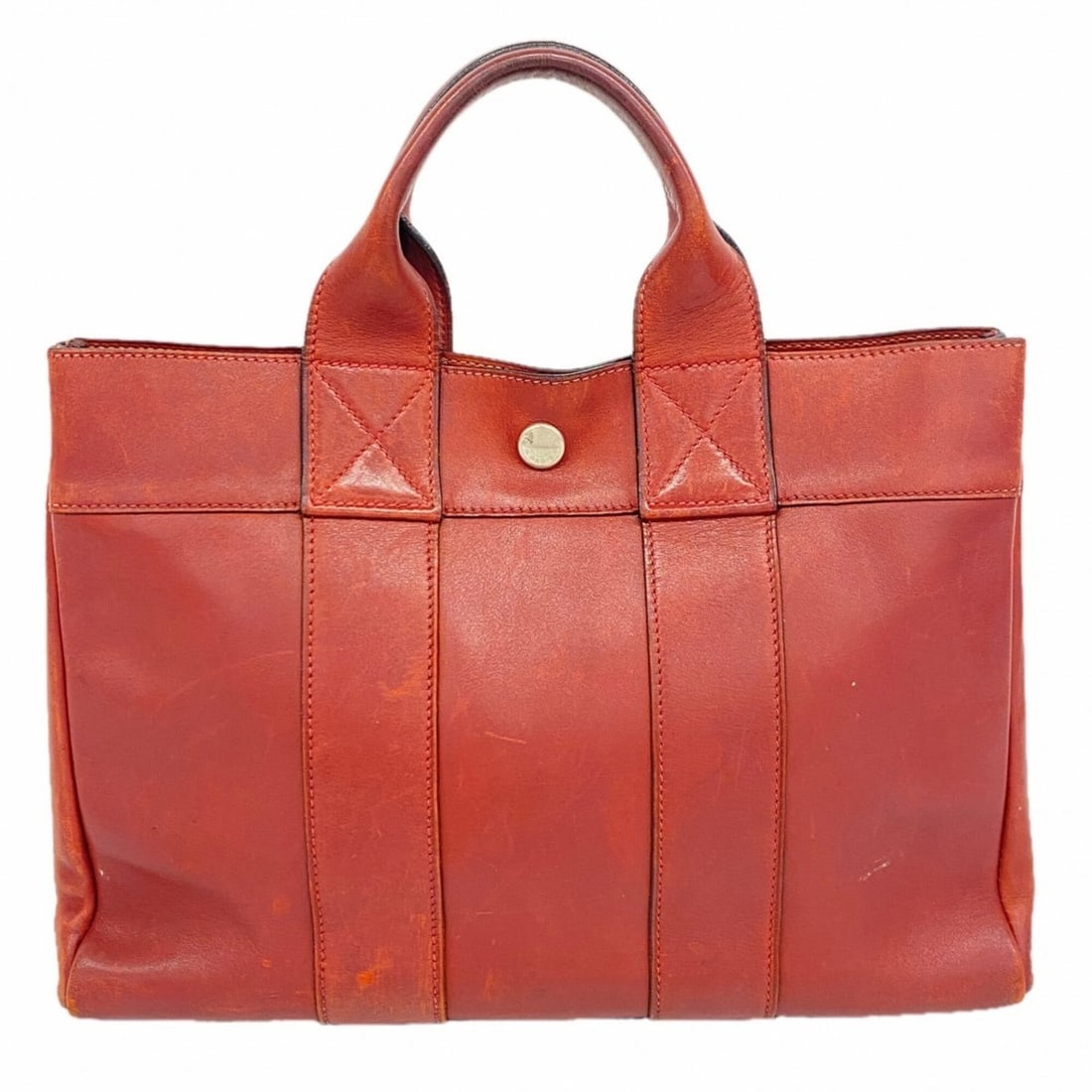Hermes Fourre-Tout PM Handbag, All Leather, Red, ?F Stamp, Men's/Women's: --- Catalog ---Category: SizeSize (HxWxD): 22.5cm x 31cm x 8cm / 8.85'' x 12.2'' x 3.14''Category: DesignType: HandbagColor: Red colorGender: Men,WomenHardware Color: SilverCategory: GeneralBrand: Her