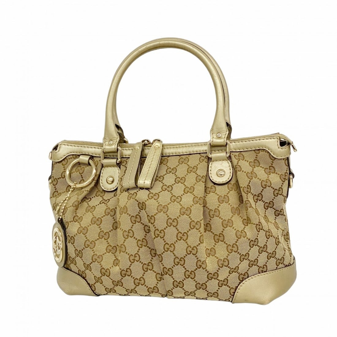 Gucci GG Canvas Sukey Handbag 247902 Beige Brown Champagne Women's: --- Catalog ---Category: SizeSize (HxWxD): 23cm x 29cm x 14cm / 9.05'' x 11.41'' x 5.51''Category: DesignType: HandbagColor: Beige, BrownGender: WomenMaterial: Canvas Hardware Color: Champagne goldCat