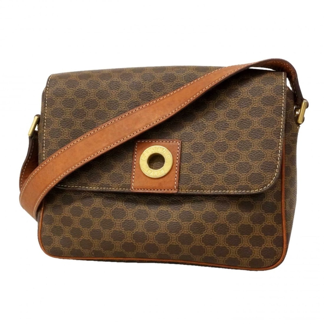 Celine Macadam Shoulder Bag, Brown, Women's: --- Catalog ---Category: SizeSize (HxWxD): 17.5cm x 22cm x 6.5cm / 6.88'' x 8.66'' x 2.55''Category: DesignType: Shoulder bagColor: BrownGender: WomenMaterial: PVC Hardware Color: GoldCategory: Genera