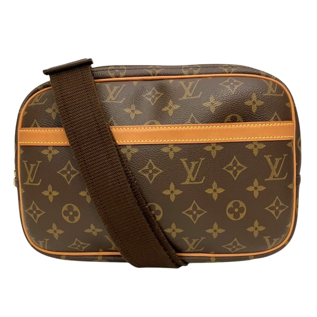 Louis Vuitton Reporter PM Shoulder Bag, Monogram Canvas, M45254: --- Catalog ---Category: SizeSize (HxWxD): 21cm x 27.5cm x 12cm / 8.26'' x 10.82'' x 4.72''Strap Length: 85cm - 133cm / 33.46'' - 52.36''Category: DesignType: Shoulder bagColor: BrownGender: WomenClos