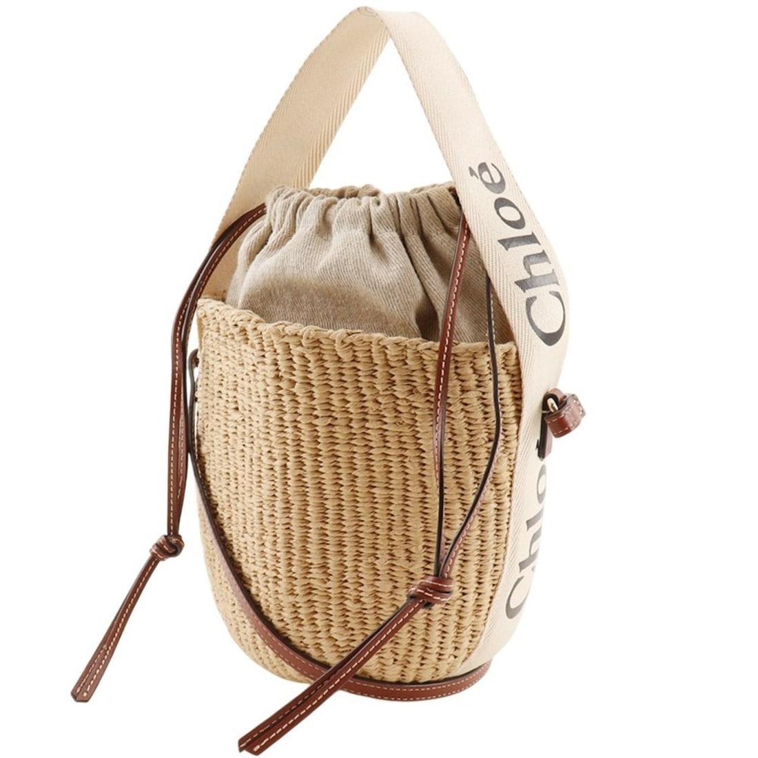 Chloé Chloe Woody Small Bucket Shoulder Bag, Basket Calfskin x Fair Trade Paper, Beige, 2-way,: --- Catalog ---Category: SizeSize (HxWxD): 25cm x 14cm x 13cm / 9.84'' x 5.51'' x 5.11''Category: DesignType: Shoulder bagColor: BeigeGender: WomenMaterial: Leather , Paper Category: GeneralBrand: Chl