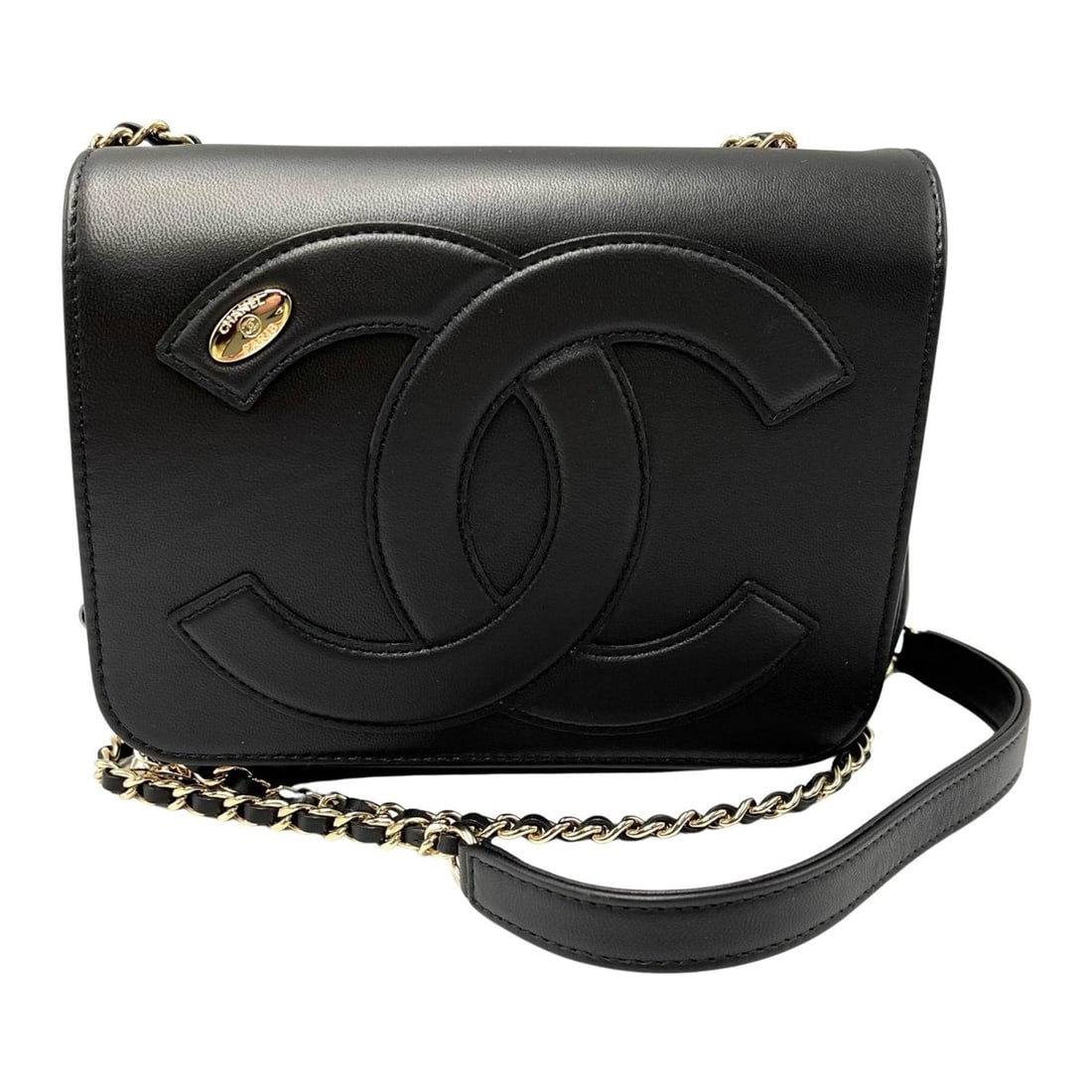 CHANEL Coco Mark Chain Shoulder Bag, Calfskin, Black, Women's: --- Catalog ---Category: SizeSize (HxWxD): 13cm x 18.5cm x 5cm / 5.11'' x 7.28'' x 1.96''Category: DesignType: Shoulder bagColor: BlackGender: WomenMaterial: Leather Category: GeneralBrand: Chanel--- 