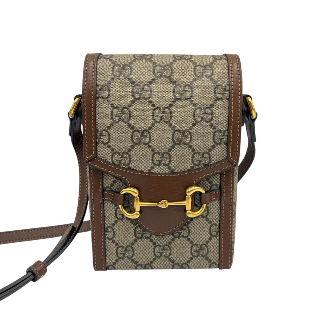 Gucci Horsebit 1955 Shoulder Bag in GG Supreme Canvas for Women: --- Catalog ---Category: SizeSize (HxWxD): 17cm x 11cm x 4.5cm / 6.69'' x 4.33'' x 1.77''Category: DesignType: Shoulder bagColor: Brown, GG beigeGender: WomenMaterial: GG Supreme Category: GeneralBran