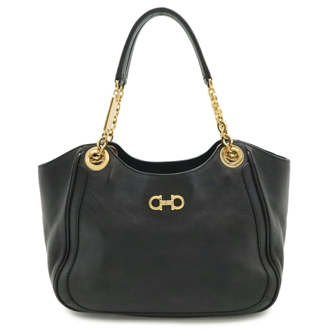 Salvatore Ferragamo Double Gancini Handbag Chain Bag Shoulder Leather Black AU-21 B992: --- Catalog ---Category: SizeSize (HxWxD): 15.5cm x 26cm x 12cm / 6.1'' x 10.23'' x 4.72''Category: DesignType: Handbag, Shoulder bagColor: BlackGender: Women,MenMaterial: Leather Category: GeneralMPN