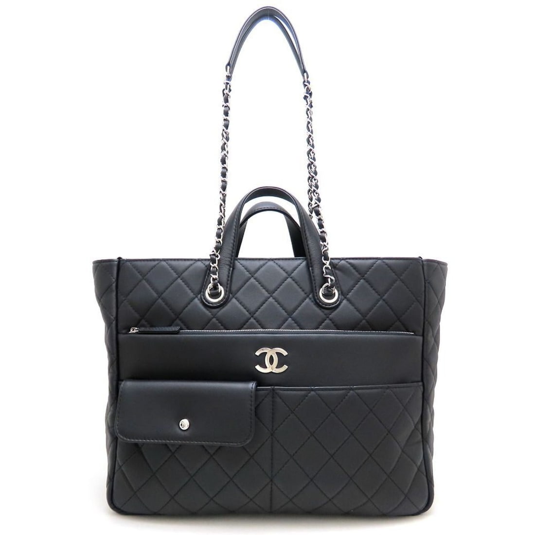 CHANEL Large Zip Shopping Bag AS1300 Tote Leather Black Women's 353255: --- Catalog ---Category: SizeSize (HxWxD): 29cm x 45cm x 13cm / 11.41'' x 17.71'' x 5.11''Category: DesignType: Shopping bag, Tote bagColor: BlackGender: WomenClosure: ZipperMaterial: Leather Hardware