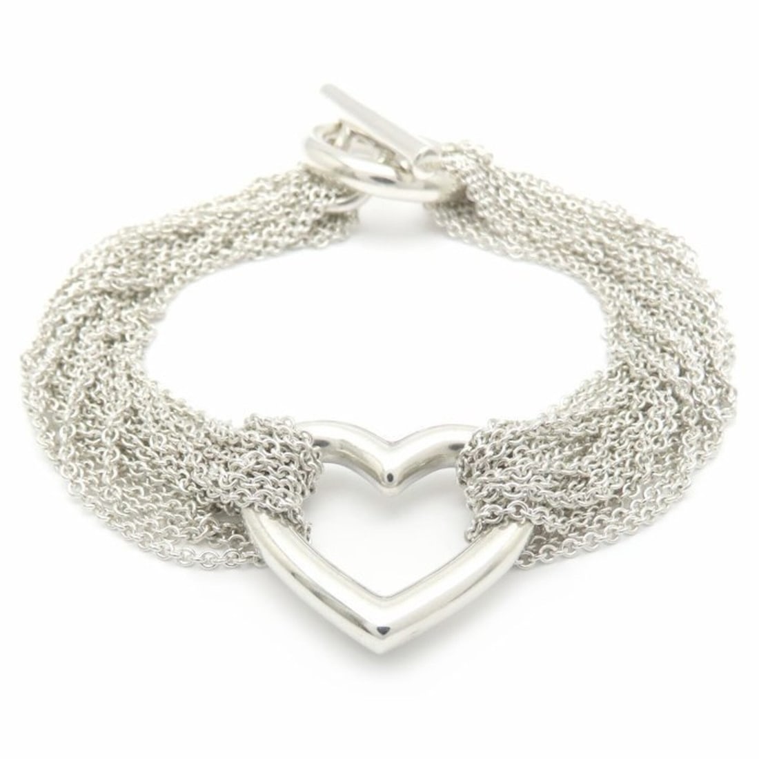 TIFFANY&Co. Tiffany Open Heart Toggle Bracelet, Sterling Silver 925, Women's, 295447: --- Catalog ---Category: SizeLength: 16.5cm / 6.49''Weight: 33.2g / 1.17oz.Total Length: 18.5cm / 7.28''Category: DesignType: Charm braceletGender: WomenMaterial: Silver 925Category: GeneralBrand: Tif
