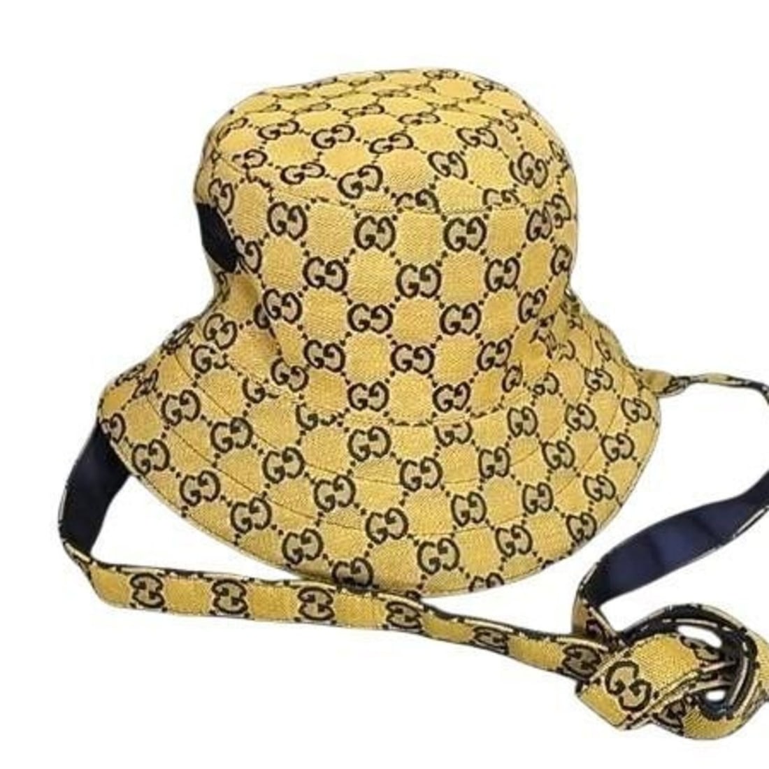 GUCCI GG Pattern Bucket Hat 653857 Brown x Navy Canvas Unisex Reversible (1 of 8)