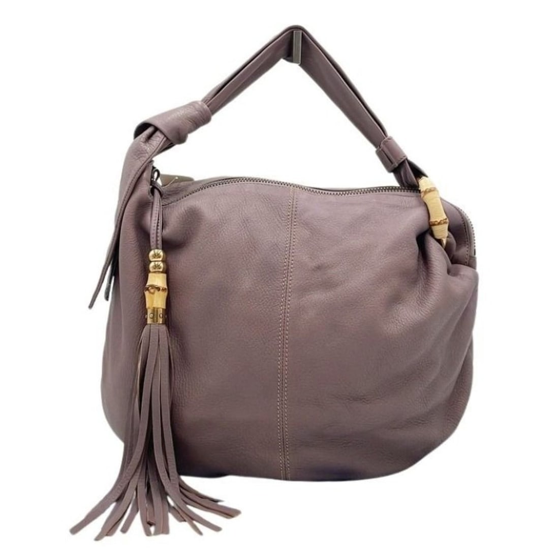GUCCI Bamboo Hobo Shoulder Bag, 232930, Purple Leather, Women's, Tassel (1 of 13)