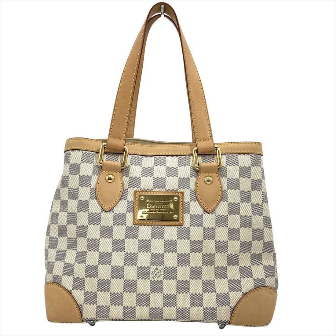 Louis Vuitton Hampstead MM Tote Bag, Damier Azur, N51206, White with Gold Hardware, MI4057, Handbag,: --- Catalog ---Category: SizeSize (HxWxD): 23.5cm x 32cm x 19cm / 9.25'' x 12.59'' x 7.48''Handle Length: 43cm / 16.92''Category: DesignType: Handbag, Tote bagColor: WhiteGender: Men,WomenMaterial: Da