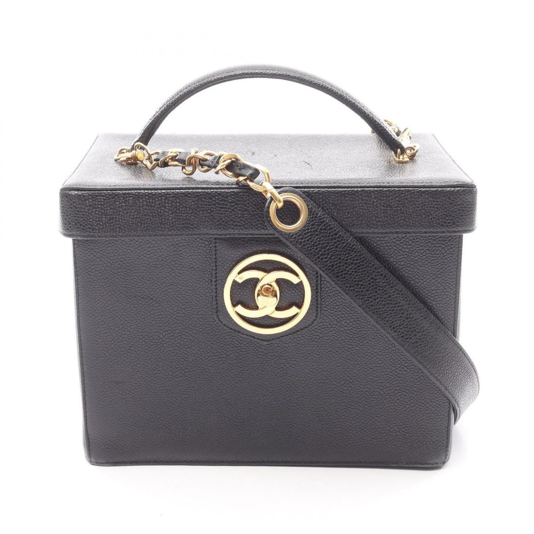 Chanel Coco Mark 2-Way Handbag, Caviar Leather (Grained Calfskin), Women's, Black: --- Catalog ---Category: SizeSize (HxWxD): 18cm x 22.5cm x 13cm / 7.08'' x 8.85'' x 5.11''Category: DesignType: HandbagColor: BlackGender: WomenMaterial: Grained Calfskin Category: GeneralBrand: Chane