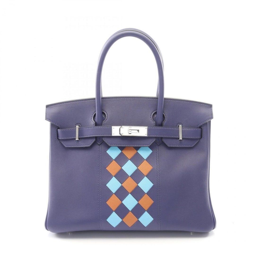 Hermes Birkin 30 Tressage Handbag, Leather, Veau Swift, Epsom, Women's, Blue/Brown, Gold, Blue Nord: --- Catalog ---Category: SizeSize (HxWxD): 24cm x 30cm x 15cm / 9.44'' x 11.81'' x 5.9''Category: DesignType: HandbagColor: Blue, BrownGender: WomenMaterial: Swift leather , Leather Category: GeneralB