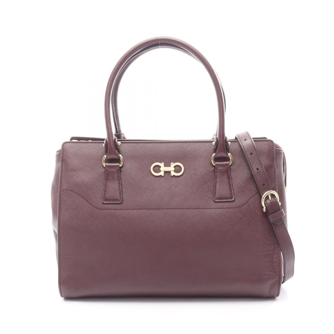 Salvatore Ferragamo Gancini 2-way Handbag, Leather, Women's, Bordeaux, GG-21F 271: --- Catalog ---Category: SizeSize (HxWxD): 26cm x 34cm x 15cm / 10.23'' x 13.38'' x 5.9''Category: DesignType: HandbagColor: BordeauxGender: WomenMaterial: Leather Category: GeneralMPN: GG-21F 271Bran