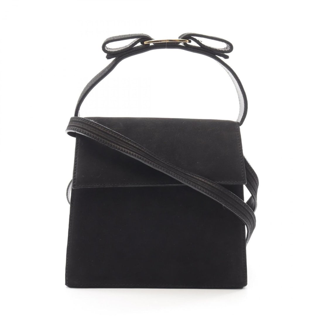Salvatore Ferragamo Vara Ribbon 2-Way Handbag, Suede, Women's, Black: --- Catalog ---Category: SizeSize (HxWxD): 15cm x 16.5cm x 6cm / 5.9'' x 6.49'' x 2.36''Category: DesignType: HandbagColor: BlackGender: WomenMaterial: Suede Category: GeneralBrand: Salvatore Ferragam