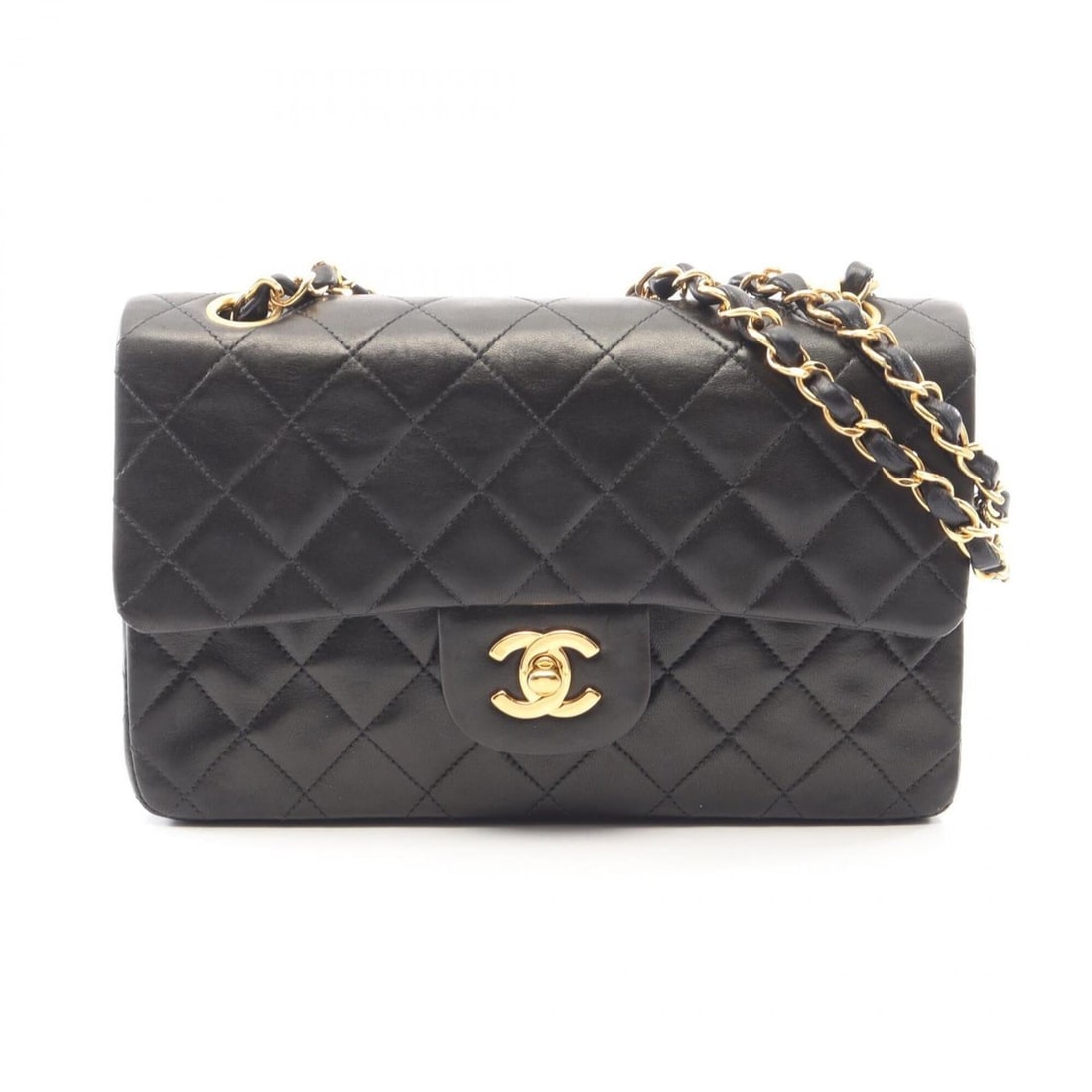 Chanel Matelassé Double Flap Shoulder Bag/Handbag, Lambskin Leather, Women's, Black: --- Catalog ---Category: SizeSize (HxWxD): 14cm x 23cm x 6cm / 5.51'' x 9.05'' x 2.36''Category: DesignType: Handbag, Shoulder bagColor: BlackGender: WomenMaterial: Leather Leather/Fur Type: LambskinC