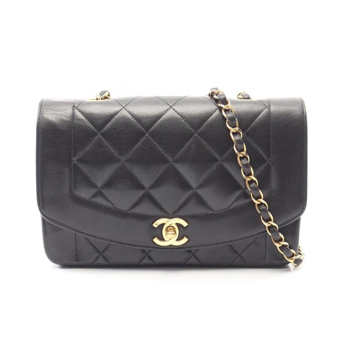 Chanel Matelassé Diana Flap Shoulder Bag/Handbag, Lambskin Leather, Women's, Black (A01164): --- Catalog ---Category: SizeSize (HxWxD): 14cm x 22cm x 7cm / 5.51'' x 8.66'' x 2.75''Category: DesignType: Handbag, Shoulder bagColor: BlackGender: WomenMaterial: Leather Leather/Fur Type: LambskinC