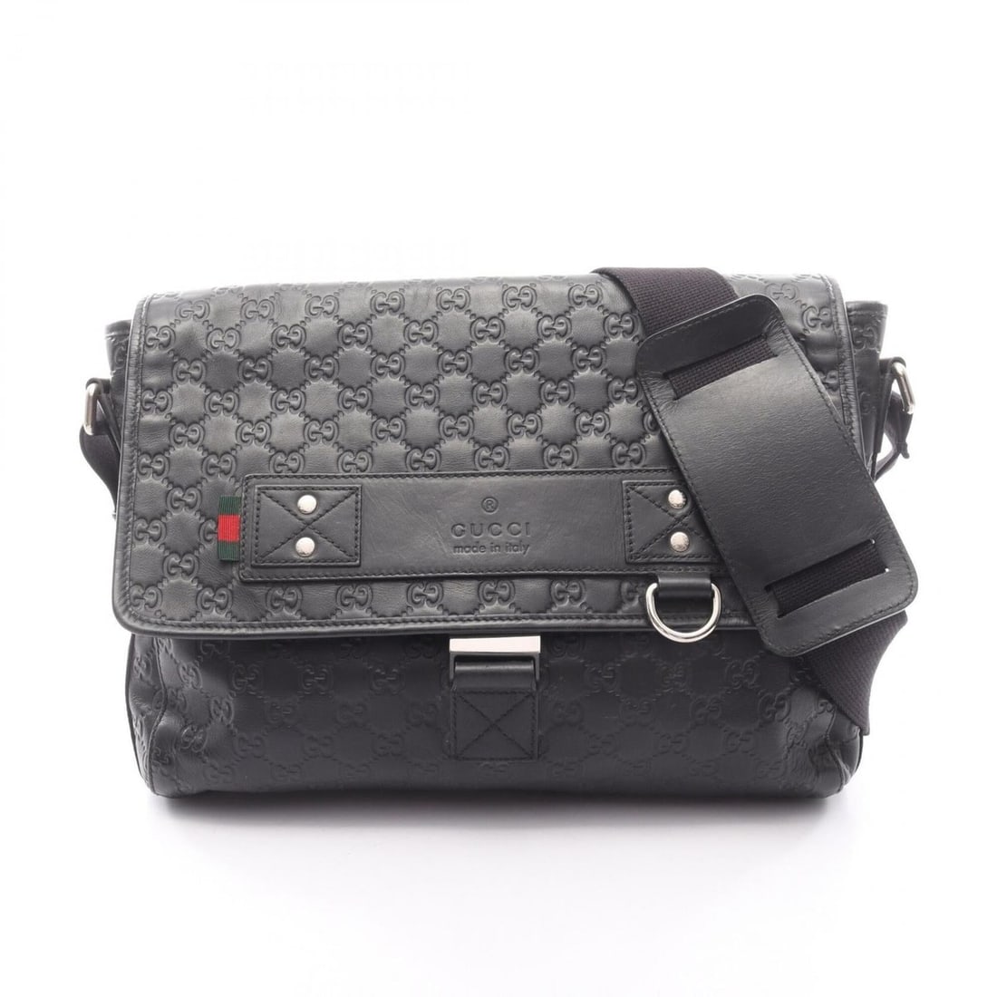 Gucci Guccissima Shoulder Bag Handbag Leather Men's Black 246067: --- Catalog ---Category: SizeSize (HxWxD): 28cm x 34cm x 7cm / 11.02'' x 13.38'' x 2.75''Category: DesignType: Handbag, Shoulder bagColor: BlackGender: MenMaterial: Leather Category: GeneralMPN: 24606